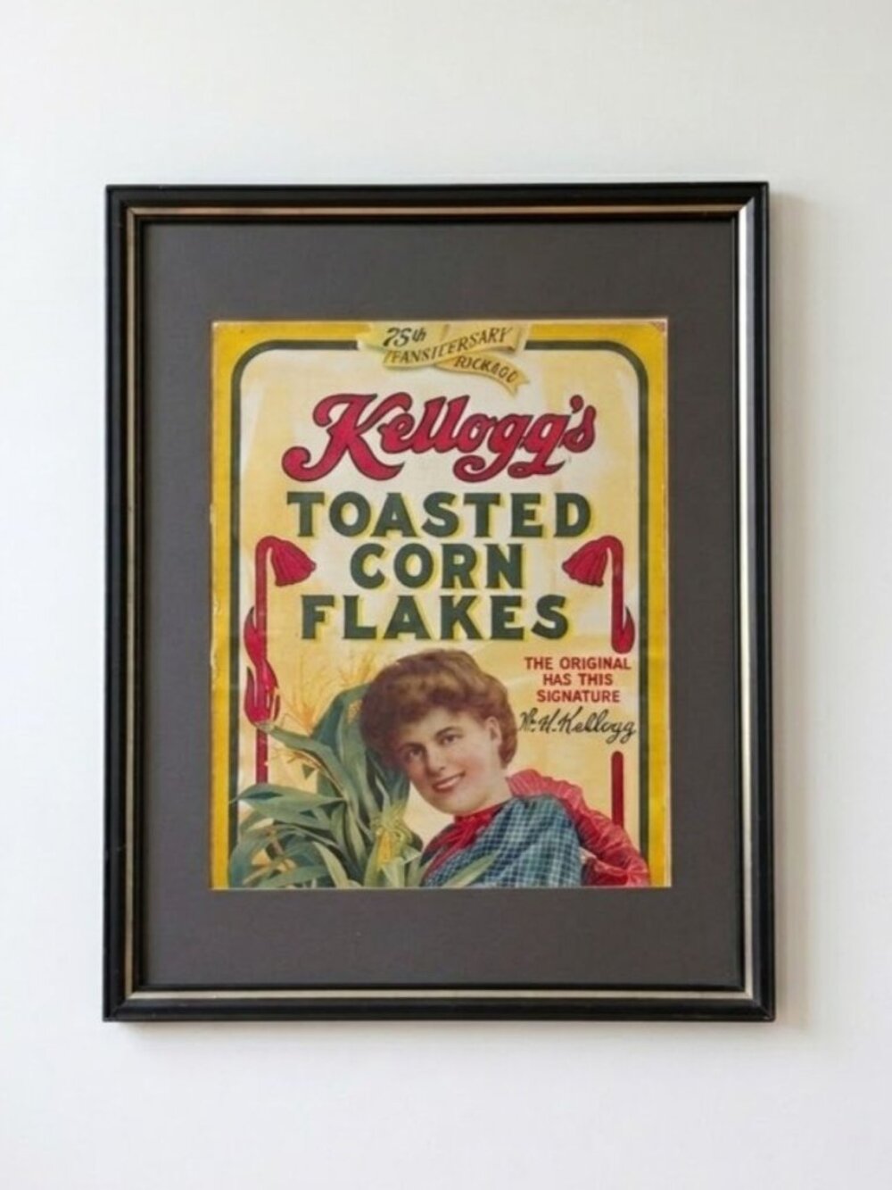 Vintage Kelloggs Toasted Corn Flakes 75th Anniversary Framed Advertisement 11x14